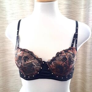 pleasure state Couture | Black Multi color snake skin studded women's bra